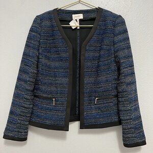 Laundry By Shelli Segal Metallic Threads Black Trim Blazer Women's 2 NWT